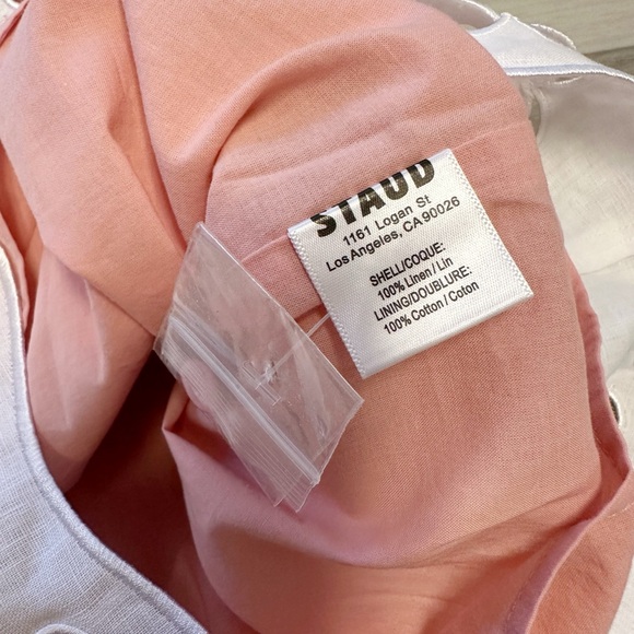 STAUD Mika Linen Dress blush/white size S - Picture 7 of 7